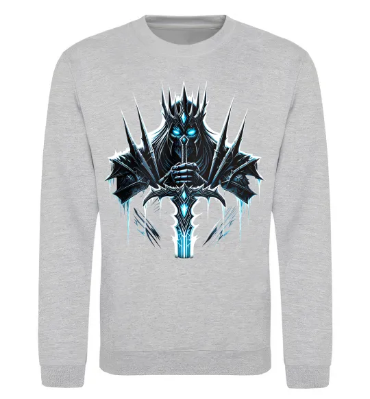 Свитшот Lich king Серый меланж фото