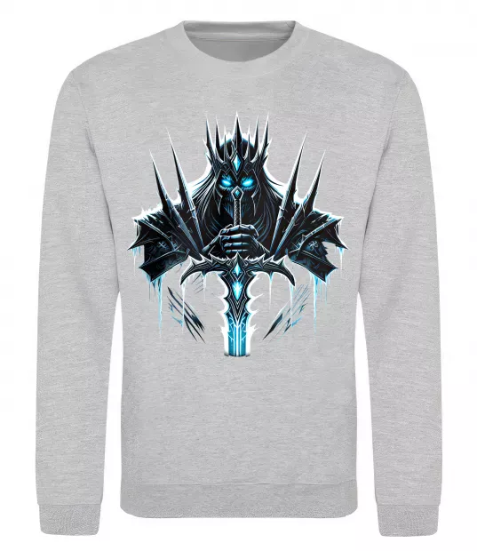 Свитшот Lich king Серый меланж фото