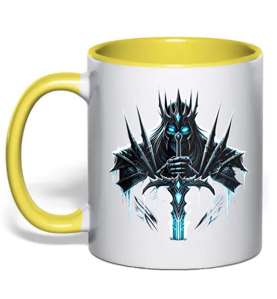 Чашка с цветной ручкой Lich king Лимонный фото