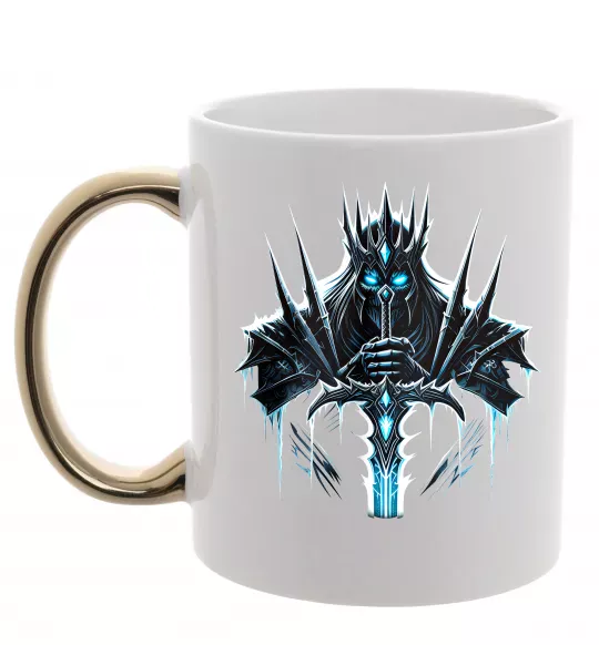 Чашка з кольоровою ручкою Lich king Золото фото