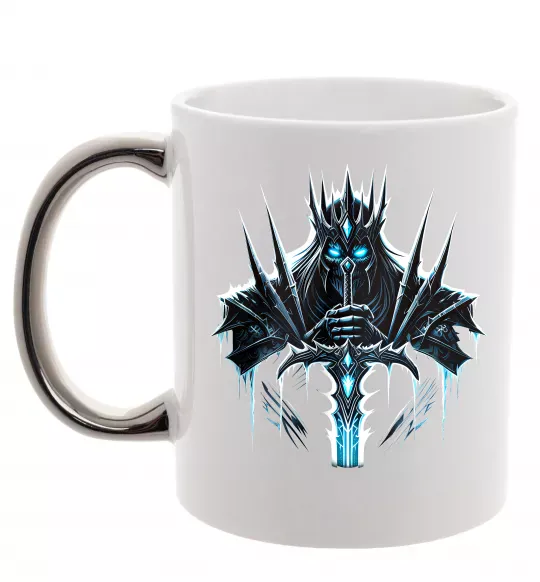 Чашка з кольоровою ручкою Lich king Срібло фото