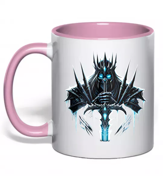 Чашка з кольоровою ручкою Lich king Ніжно рожевий фото