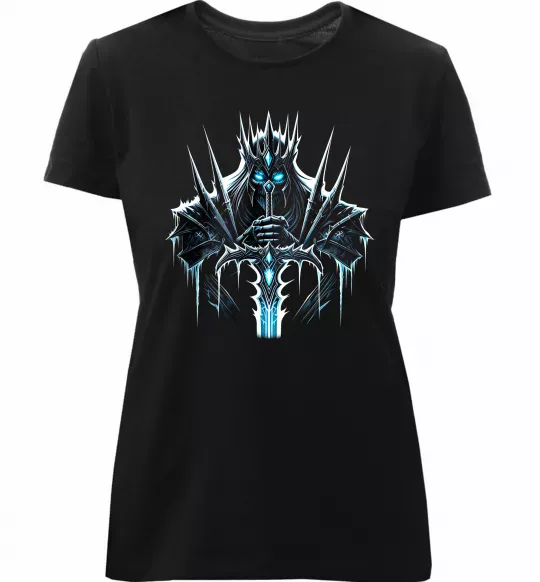 Жіноча преміум футболка Lich king Чорний фото