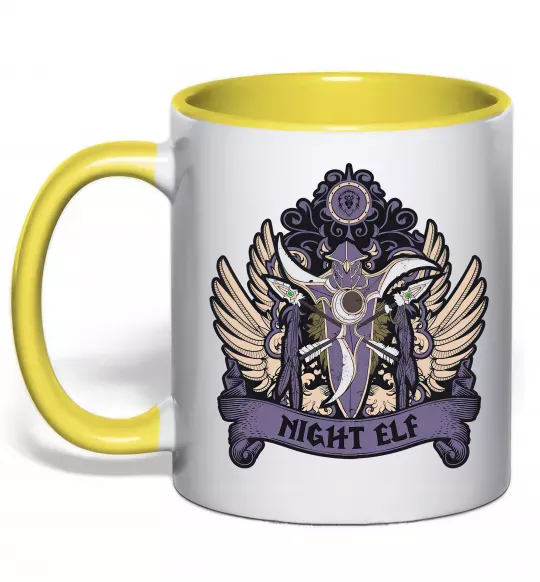 Чашка з кольоровою ручкою Night Elf Сонячно жовтий фото