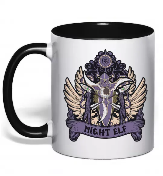 Чашка з кольоровою ручкою Night Elf Чорний фото