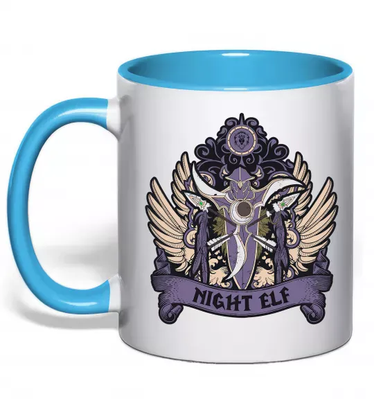 Чашка з кольоровою ручкою Night Elf Блакитний фото