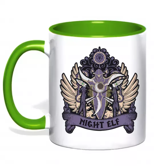 Чашка з кольоровою ручкою Night Elf Зелений фото