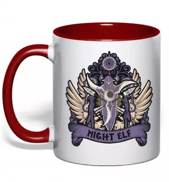Чашка з кольоровою ручкою Night Elf Червоний фото