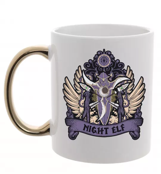 Чашка з кольоровою ручкою Night Elf Золото фото