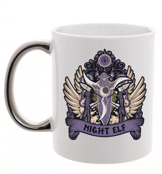 Чашка з кольоровою ручкою Night Elf Срібло фото