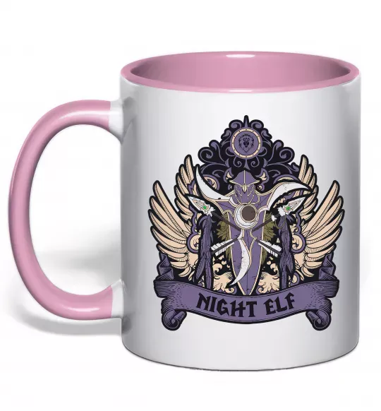 Чашка з кольоровою ручкою Night Elf Ніжно рожевий фото