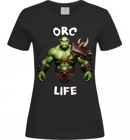 Жіноча футболка Warcraft Orc Life Чорний фото