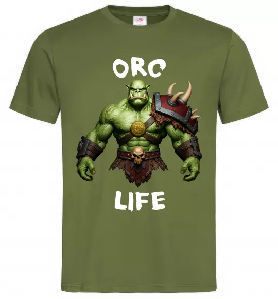 Чоловіча футболка Warcraft Orc Life Оливковий фото