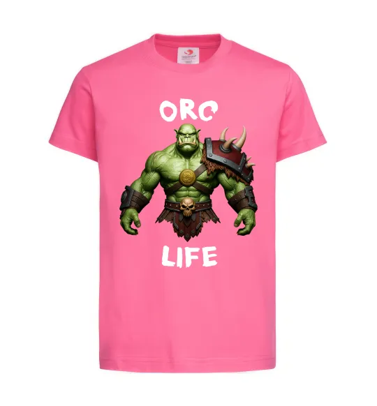 Дитяча футболка Warcraft Orc Life Яскраво-рожевий фото