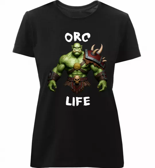 Жіноча преміум футболка Warcraft Orc Life Чорний фото