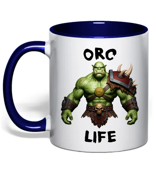 Чашка з кольоровою ручкою Warcraft Orc Life Глибокий темно-синій фото