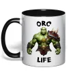 Чашка з кольоровою ручкою Warcraft Orc Life Чорний фото