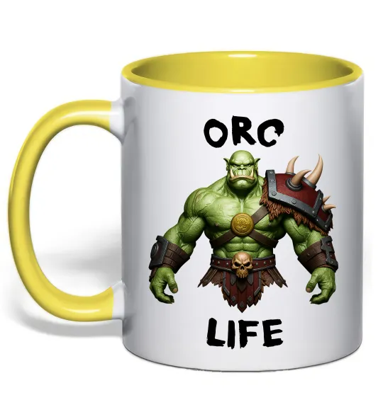 Чашка з кольоровою ручкою Warcraft Orc Life Лимонний фото