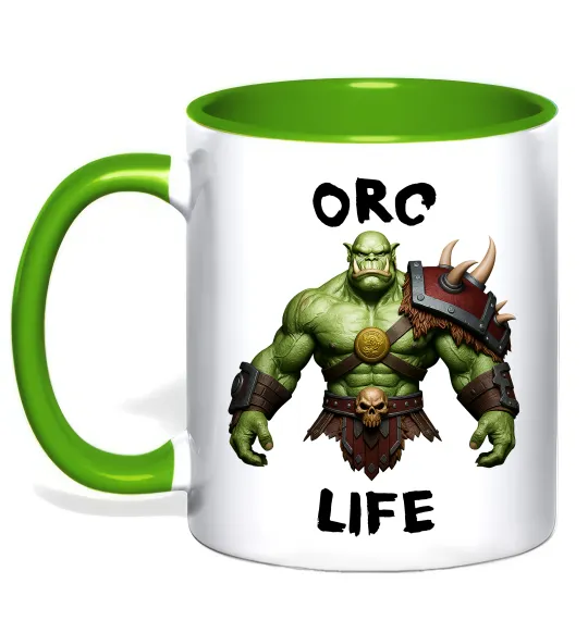 Чашка з кольоровою ручкою Warcraft Orc Life Лаймовий фото
