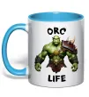 Чашка з кольоровою ручкою Warcraft Orc Life Блакитний фото
