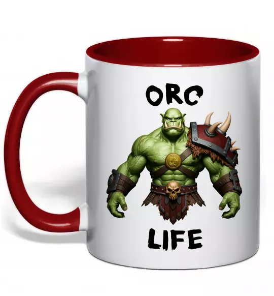 Чашка з кольоровою ручкою Warcraft Orc Life Червоний фото