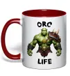 Чашка з кольоровою ручкою Warcraft Orc Life Червоний фото