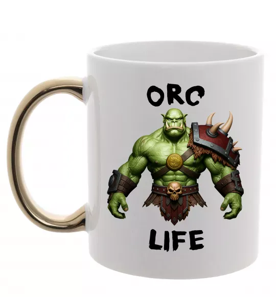 Чашка з кольоровою ручкою Warcraft Orc Life Золото фото