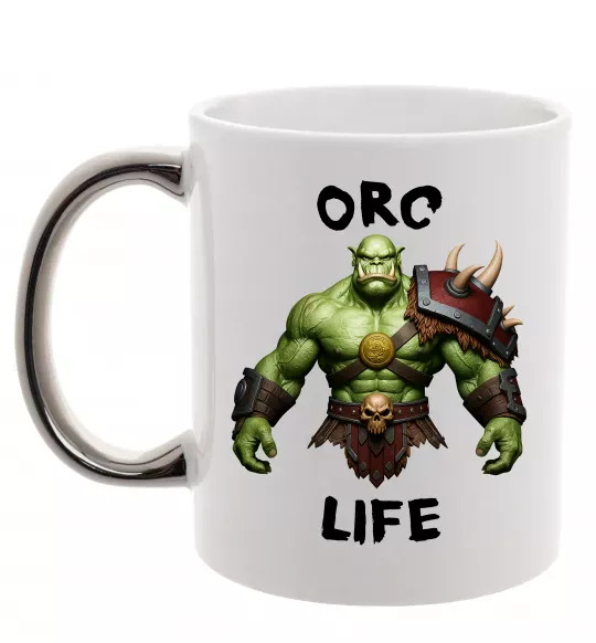 Чашка з кольоровою ручкою Warcraft Orc Life Срібло фото