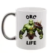 Чашка з кольоровою ручкою Warcraft Orc Life Срібло фото