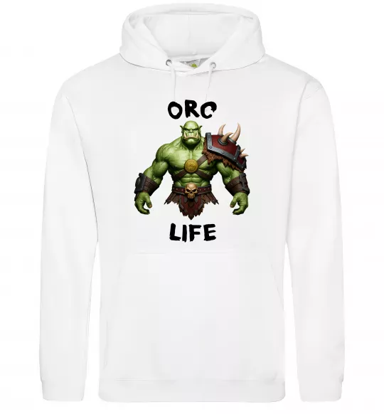 Чоловіча толстовка (худі) Warcraft Orc Life Білий фото
