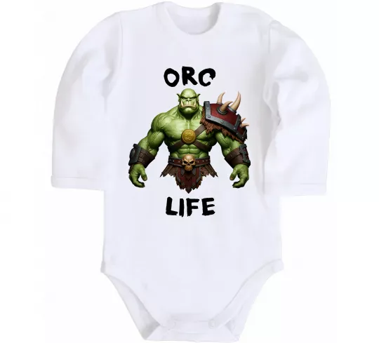 Детский боди Warcraft Orc Life Белый фото
