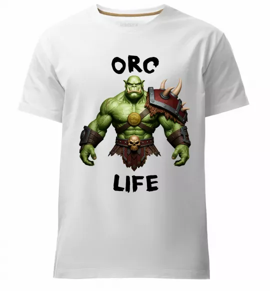 Мужская премиум футболка Warcraft Orc Life Белый фото