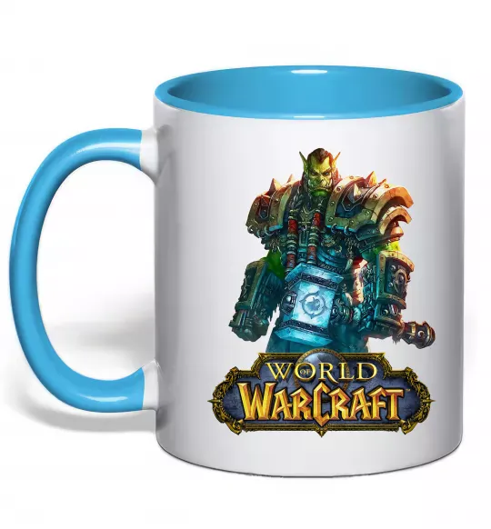 Чашка з кольоровою ручкою World of Warcraft Orc Блакитний фото