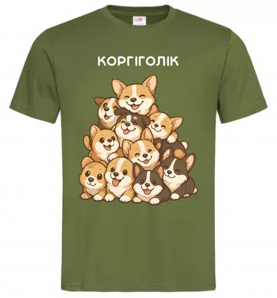 Мужская футболка Коргіголік Оливковый фото