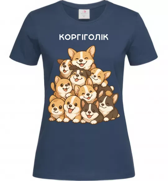 Жіноча футболка Коргіголік Темно-синій фото