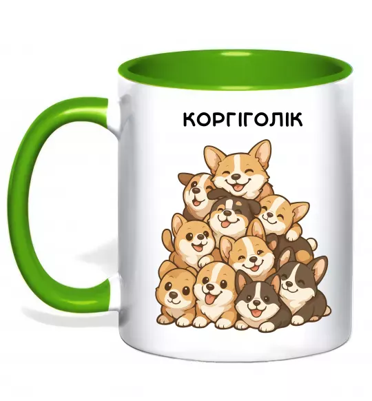 Чашка с цветной ручкой Коргіголік Зеленый фото