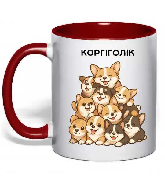 Чашка с цветной ручкой Коргіголік Красный фото