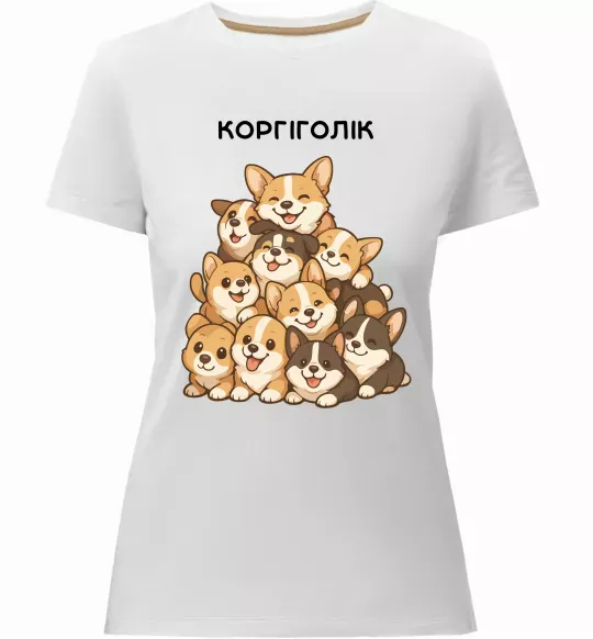 Женская премиум футболка Коргіголік Белый фото