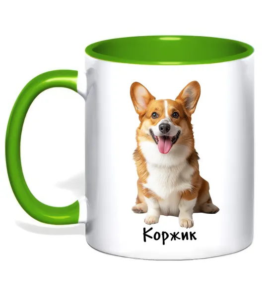 Чашка с цветной ручкой Коржик Лаймовый фото