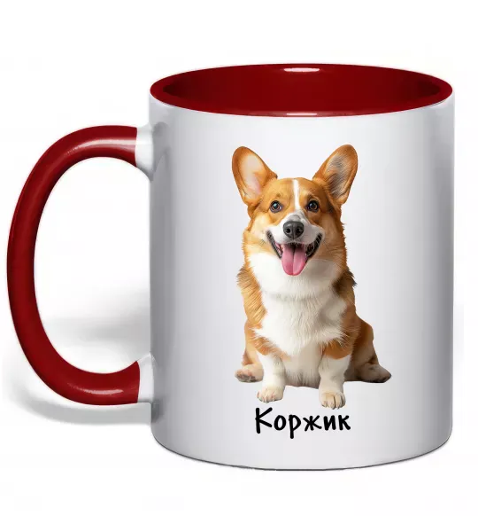Чашка с цветной ручкой Коржик Красный фото