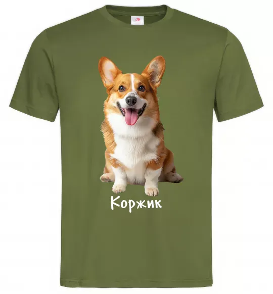 Мужская футболка Коржик Оливковый фото