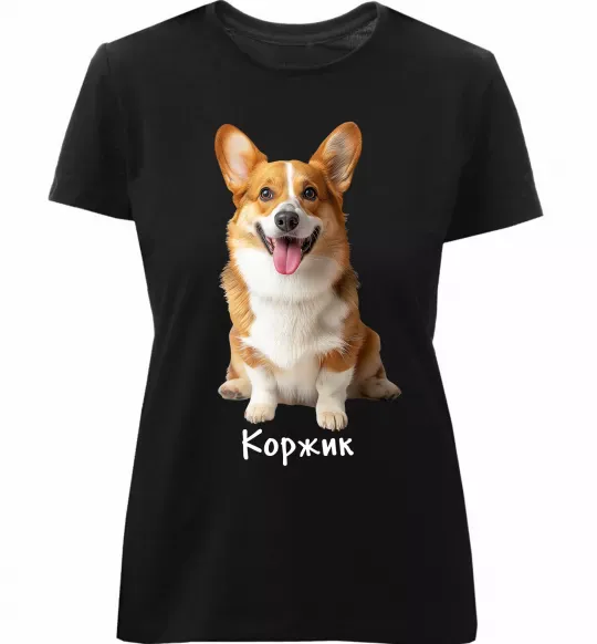 Жіноча преміум футболка Коржик Чорний фото