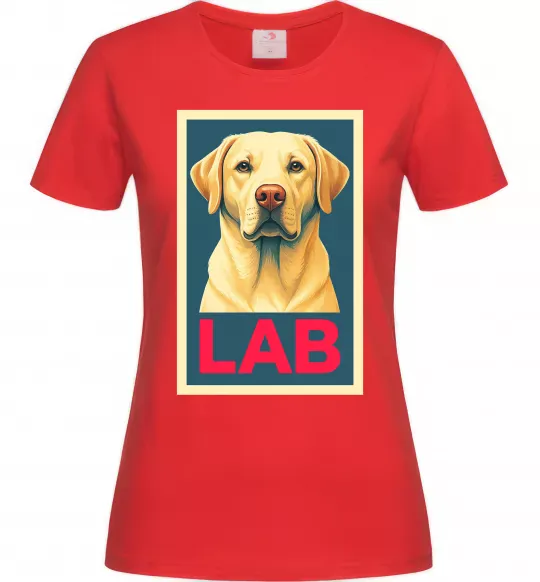 Женская футболка LAB лабрадор Красный фото