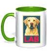 Чашка с цветной ручкой LAB лабрадор Лаймовый фото