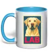 Чашка с цветной ручкой LAB лабрадор Голубой фото