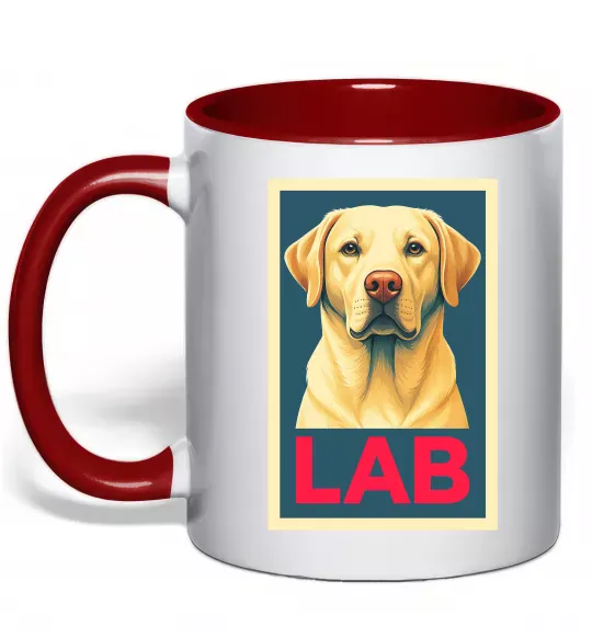 Чашка с цветной ручкой LAB лабрадор Красный фото