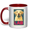 Чашка с цветной ручкой LAB лабрадор Красный фото