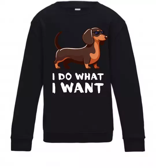 Детский Свитшот Такса I do what I want Черный фото