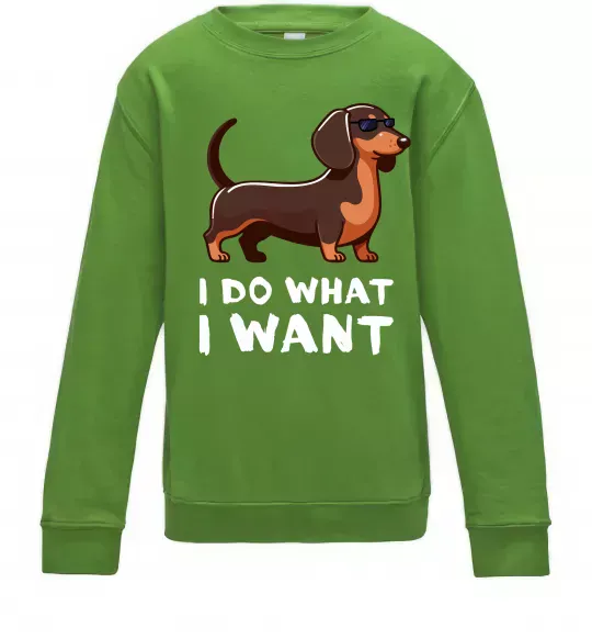 Детский Свитшот Такса I do what I want Лаймовый фото