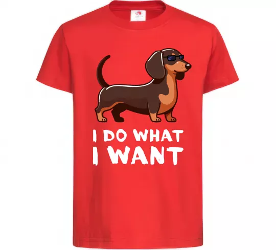 Детская футболка Такса I do what I want Красный фото